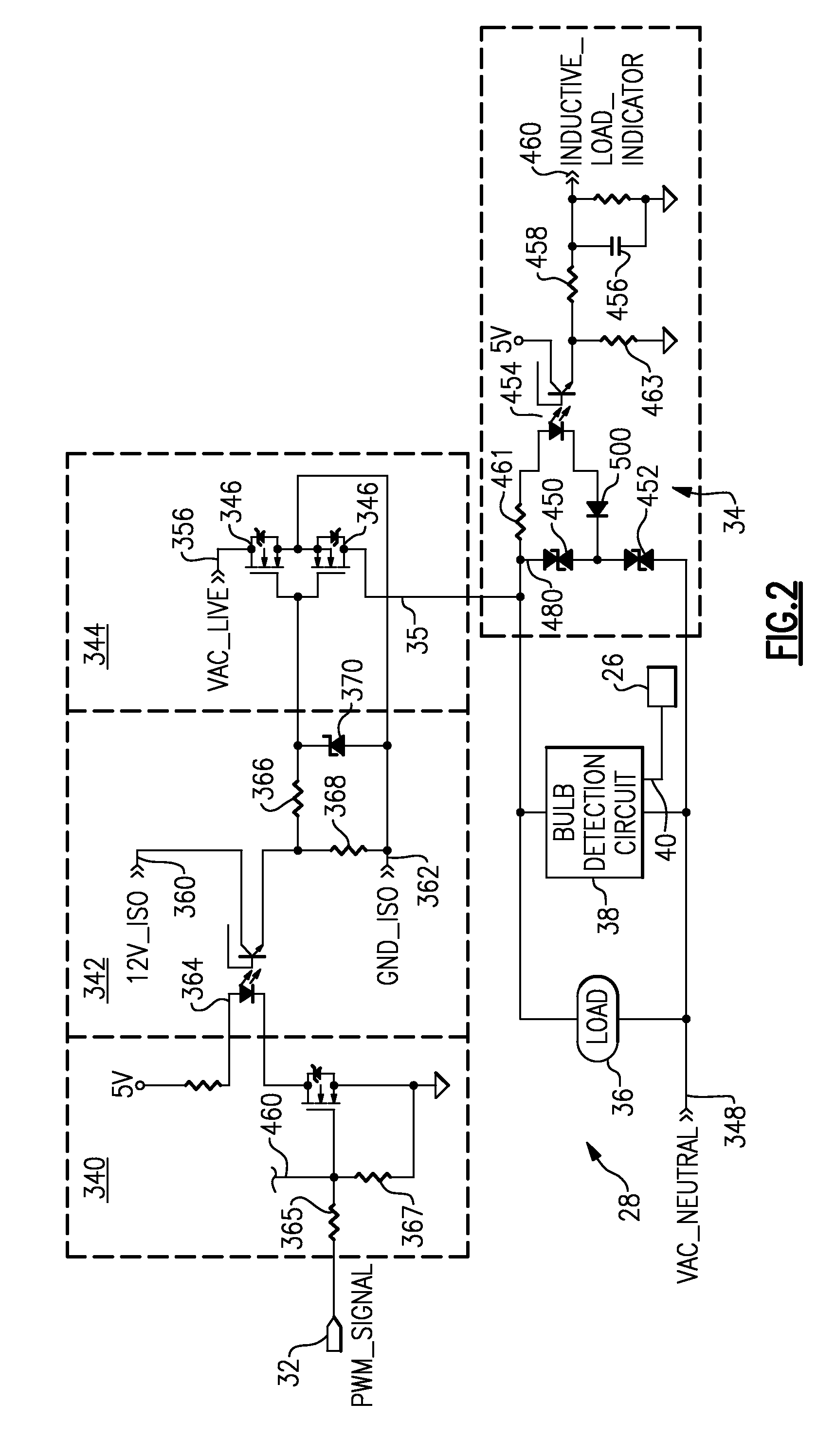 Bulb type detector for dimmer circuit and inventive resistance and short circuit detection