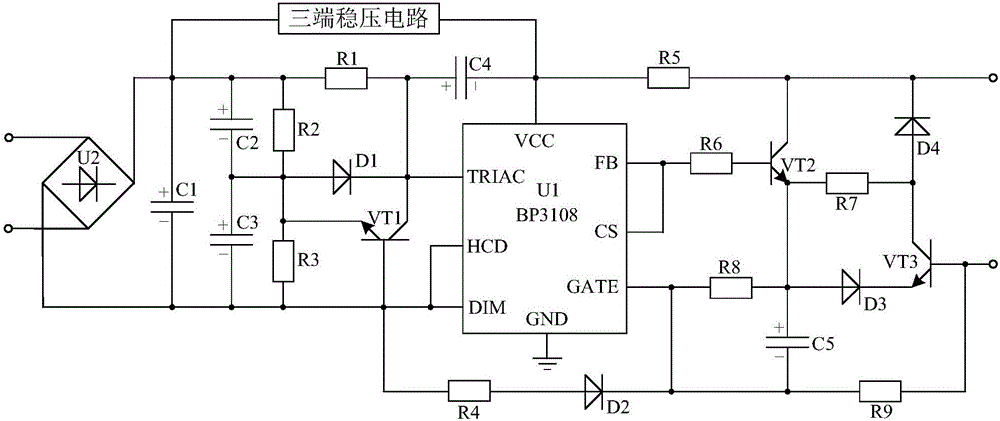 Constant current drive system of three-terminal voltage stabilization type compressor