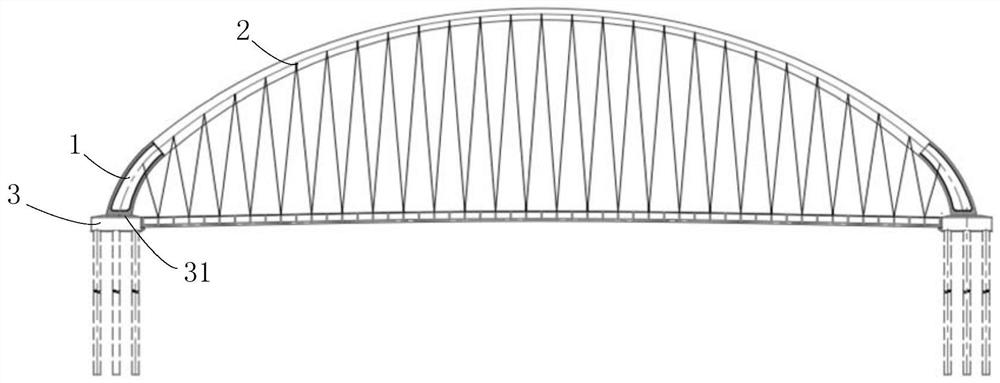 Long-span composite arch bridge and its design and construction method based on bending-compression design theory