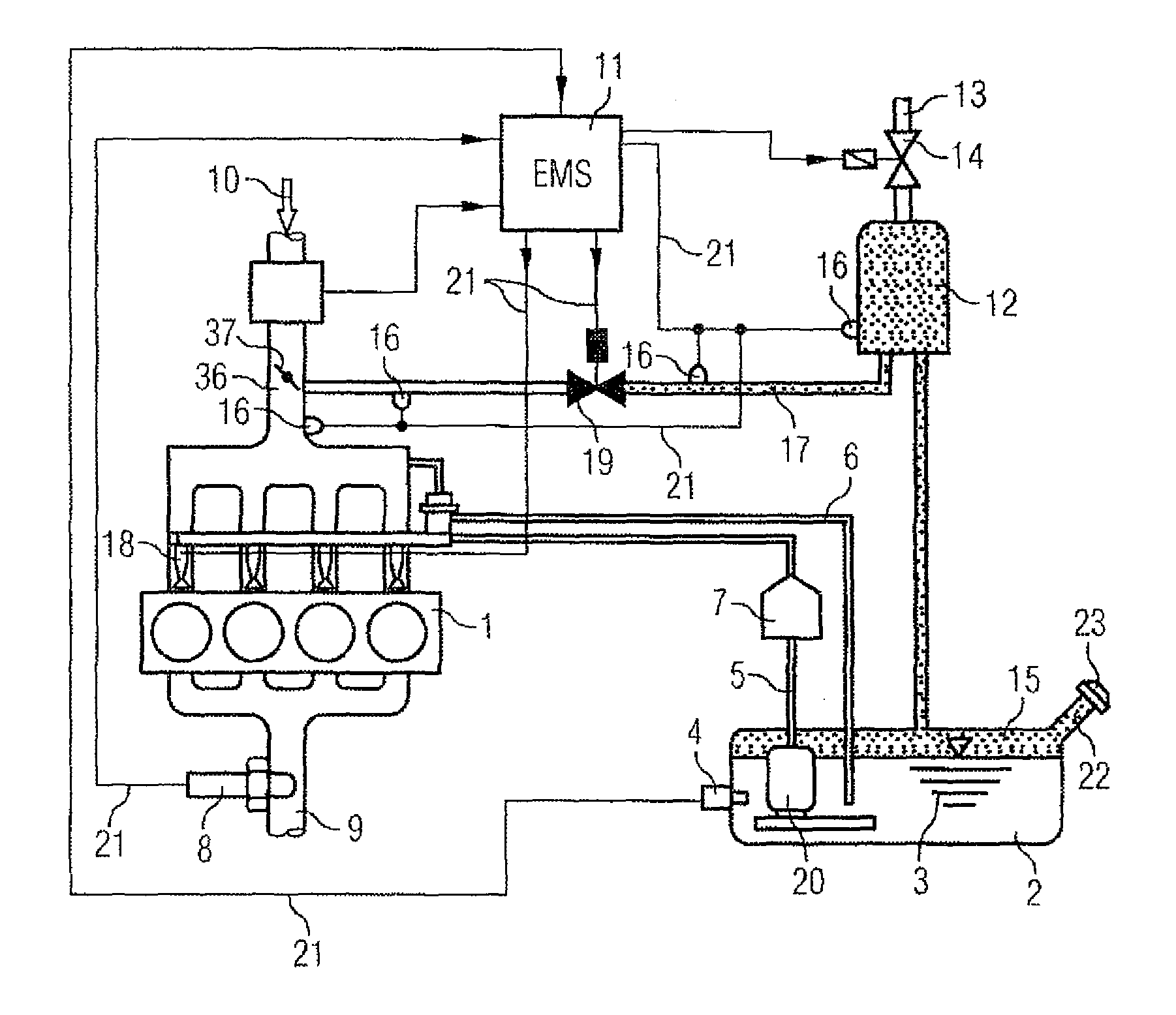 Sensor for measuring hydrocarbon content in a flow of gas in a purge line