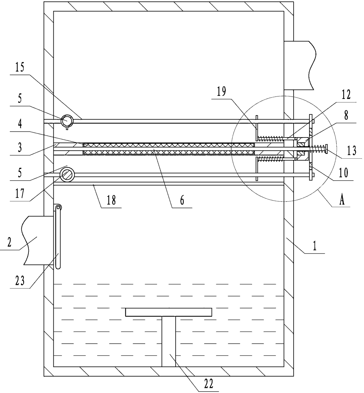 Dust collection device with filtering screen washing function
