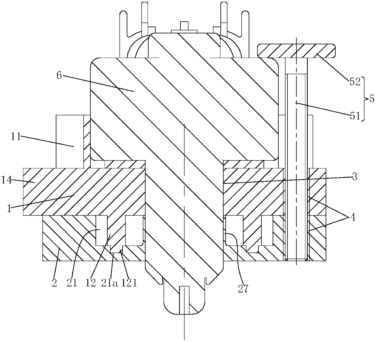 Low-HC-permeability fixing support frame for pressure sensor of fuel tank