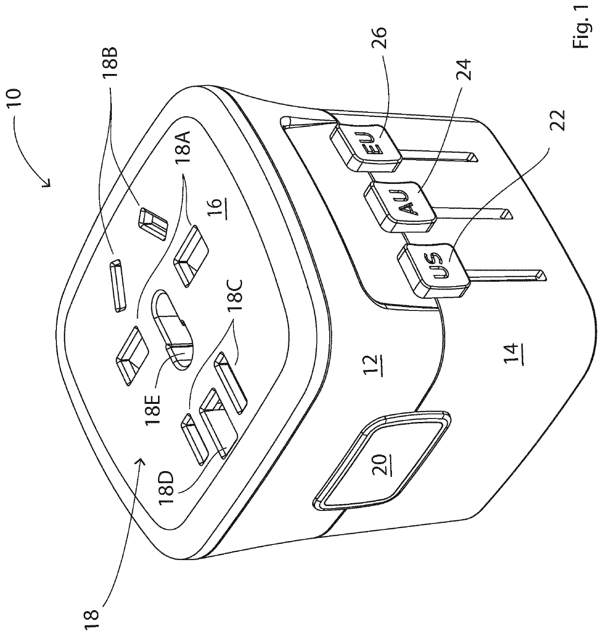 Compact travel plug adapter which can be grounded