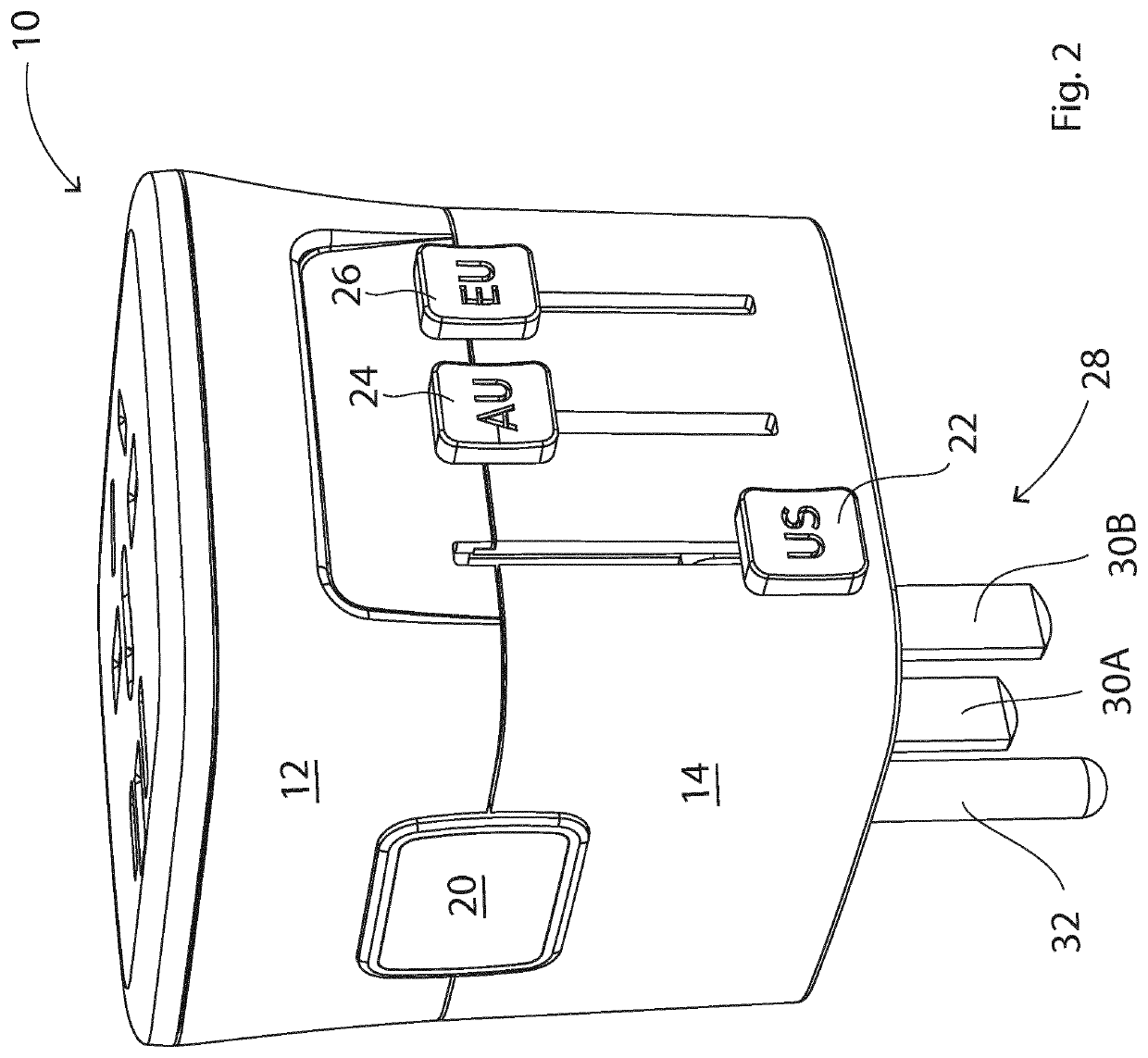 Compact travel plug adapter which can be grounded