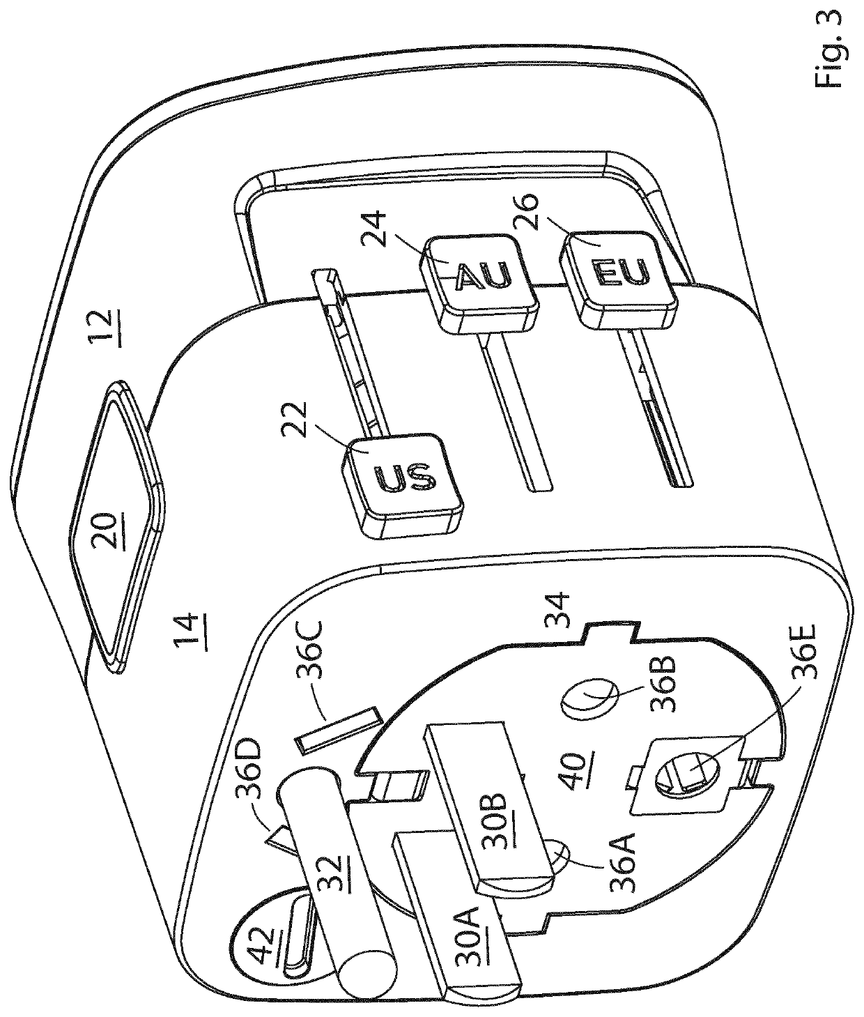 Compact travel plug adapter which can be grounded