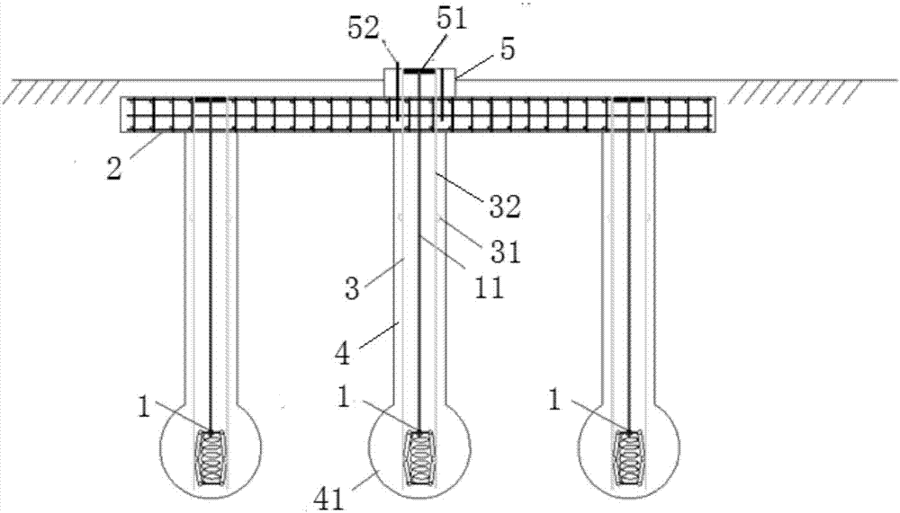 Grouped anchor cable plate type foundation for power transmission tower