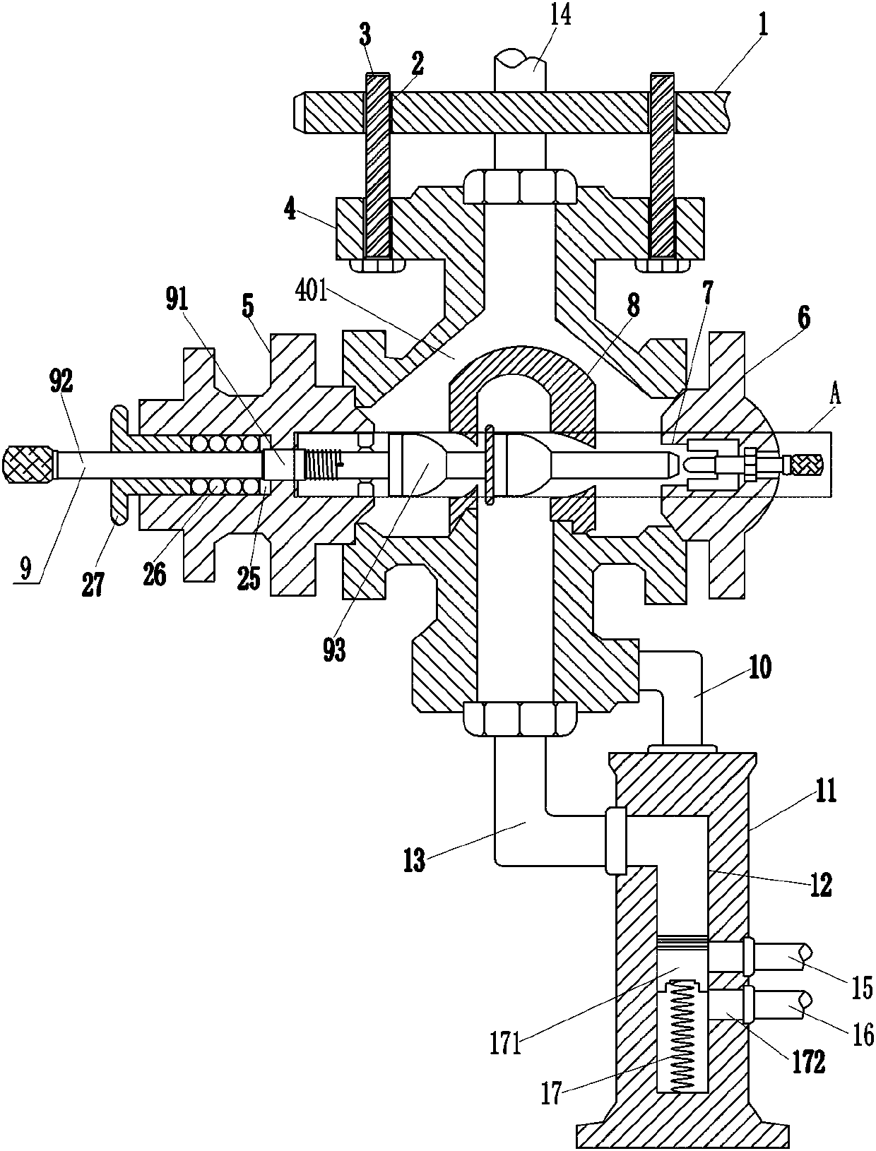 Material control type drainage valve