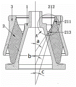 Upper end surface of tapered spring rubber body, and method and product for preventing folds and cracks