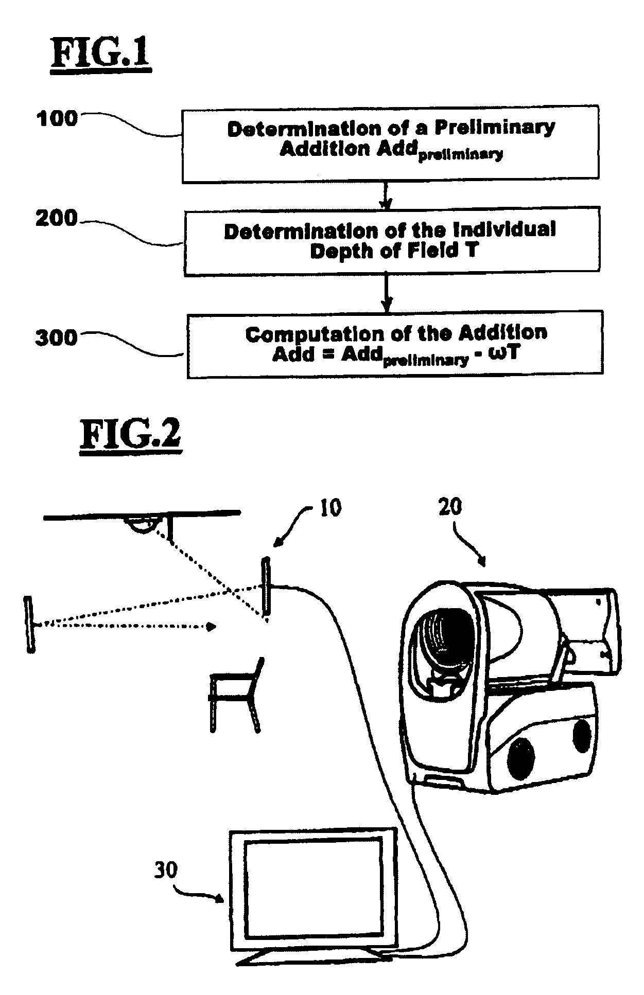 Method and arrangement for determining the individually required addition of a vision aid