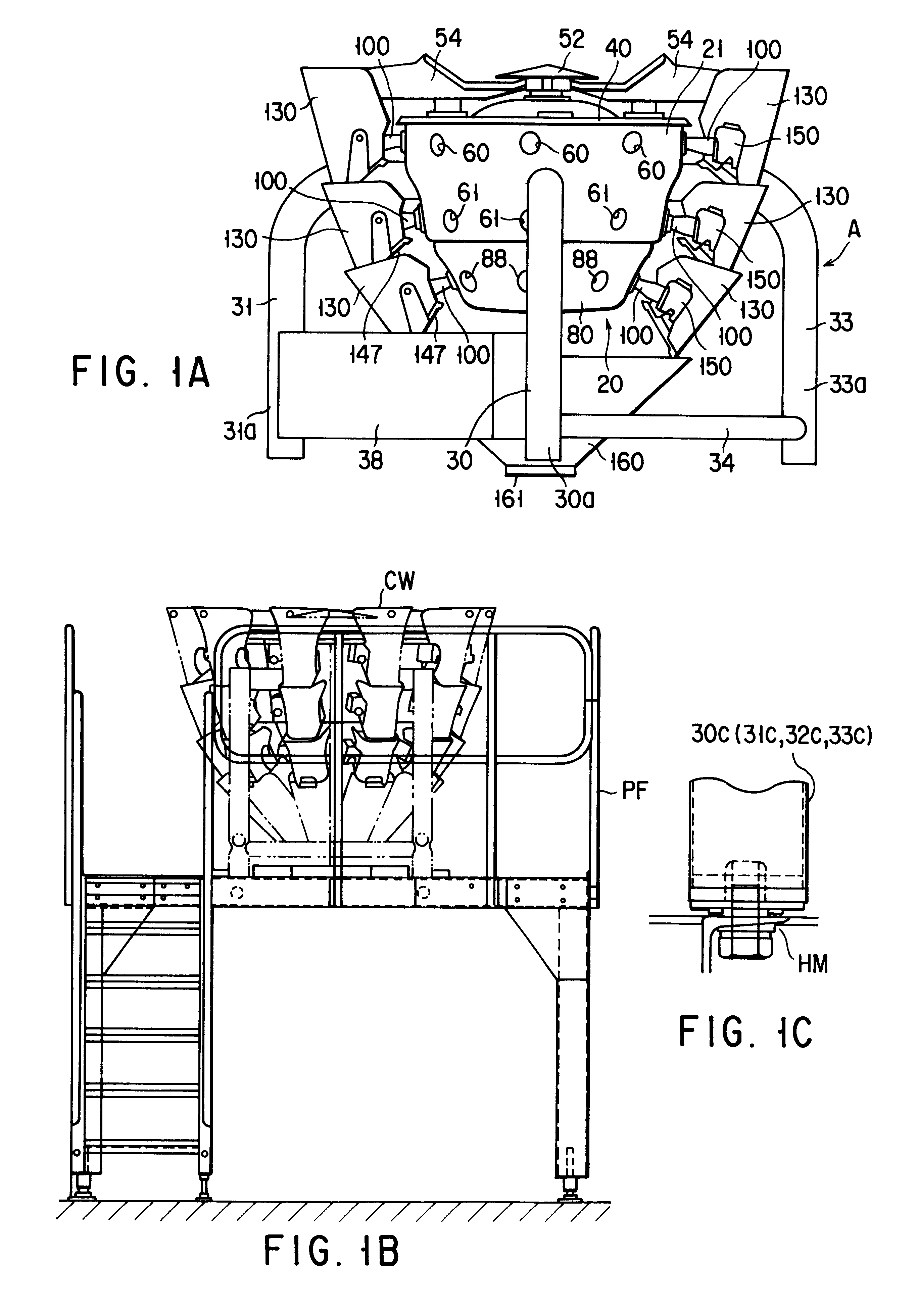 Combination weighing apparatus having a weighing device base, to which a plurality of weighing devices are fixed, that is directly fixed to a stand