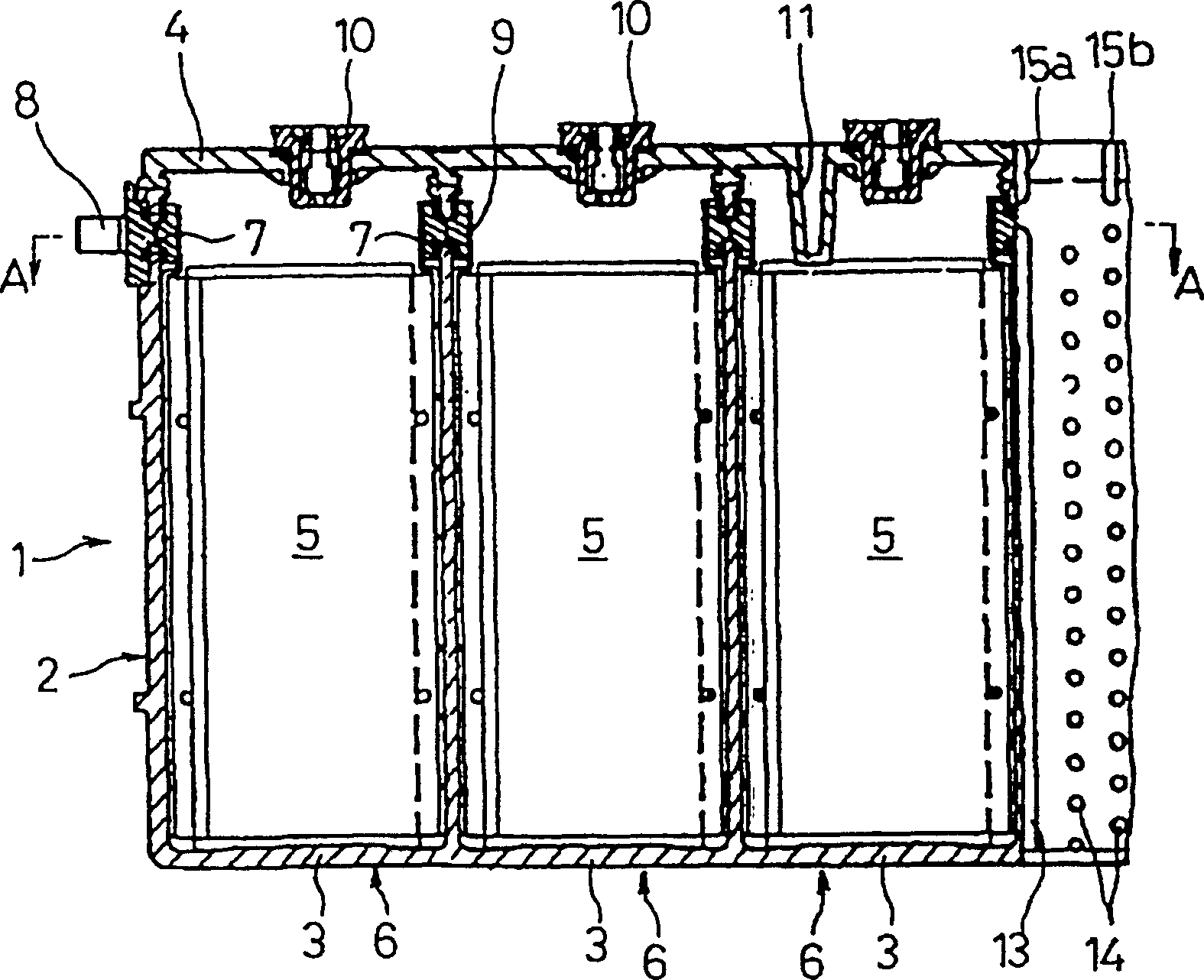 Built-up type secondary battery