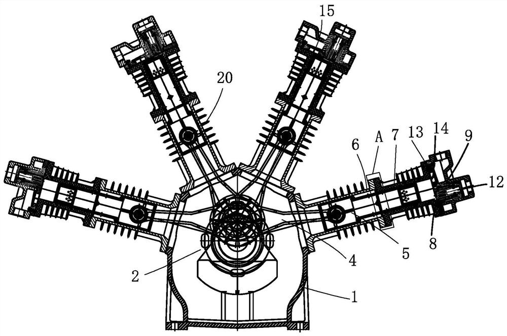 Air supercharging main machine with combined air valves