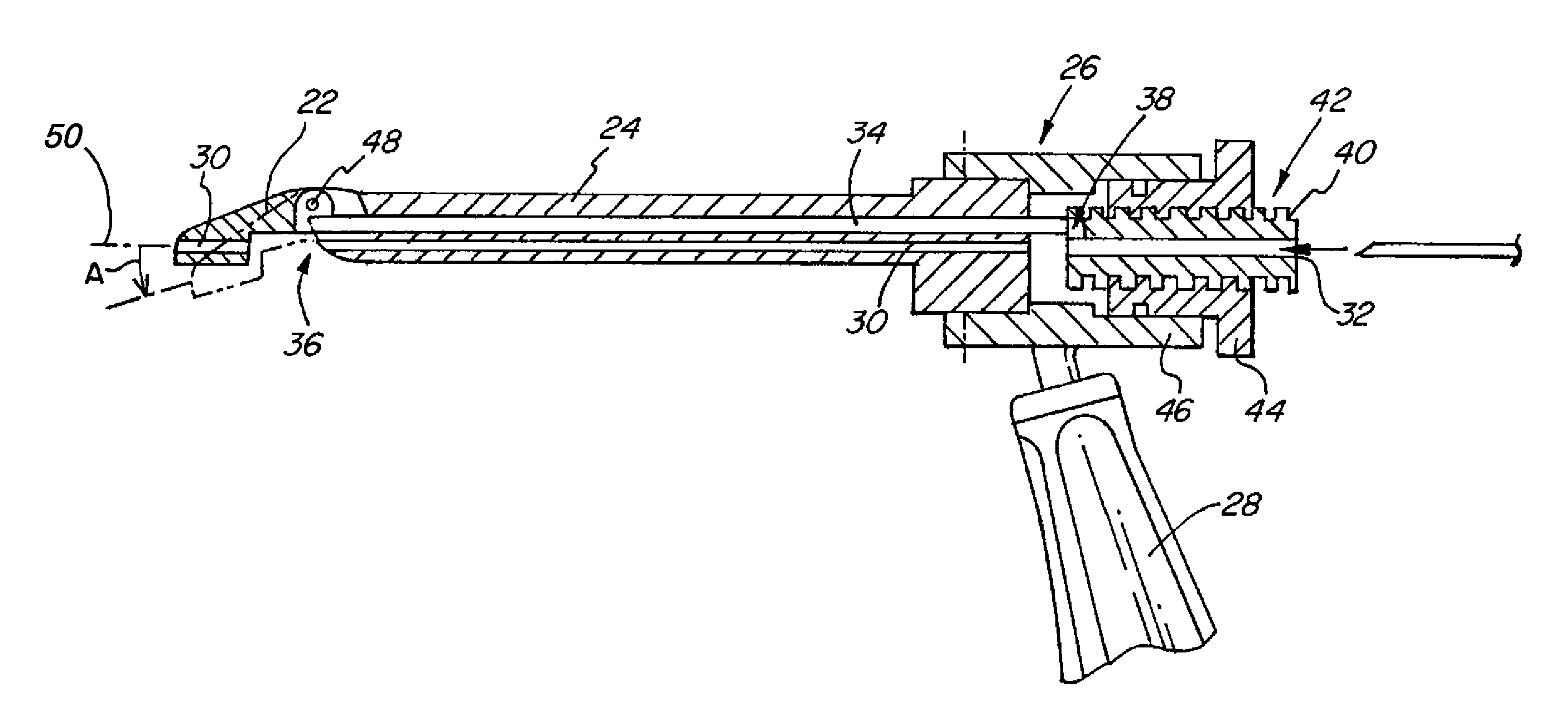 Surgical drill for providing holes at an angle