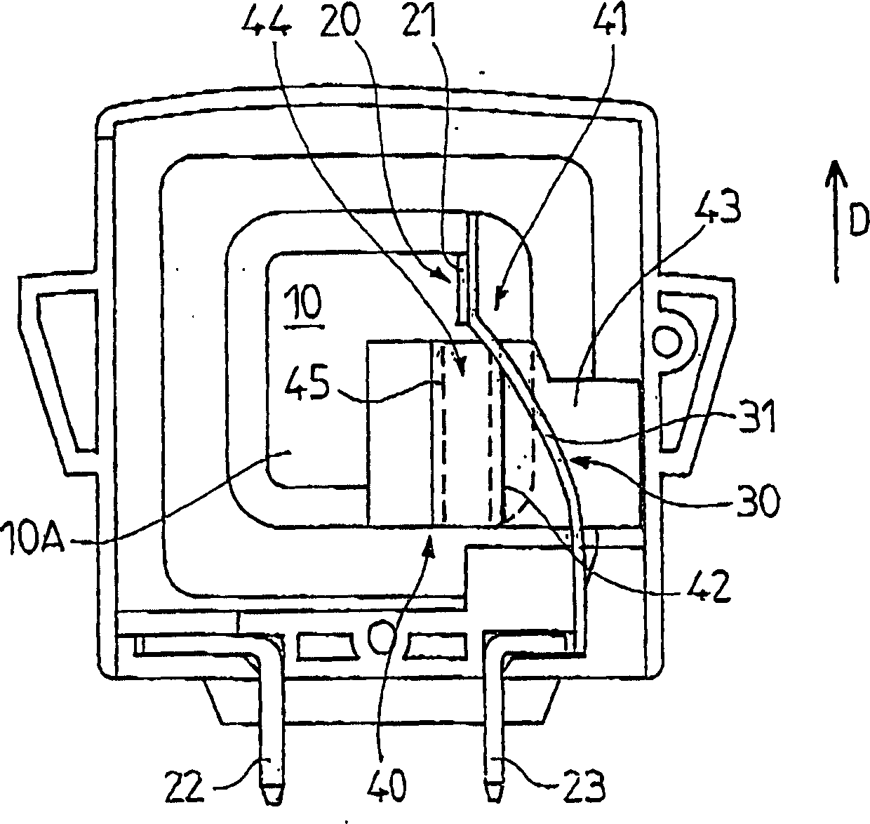 Surge voltage protection device with arc-breaking means