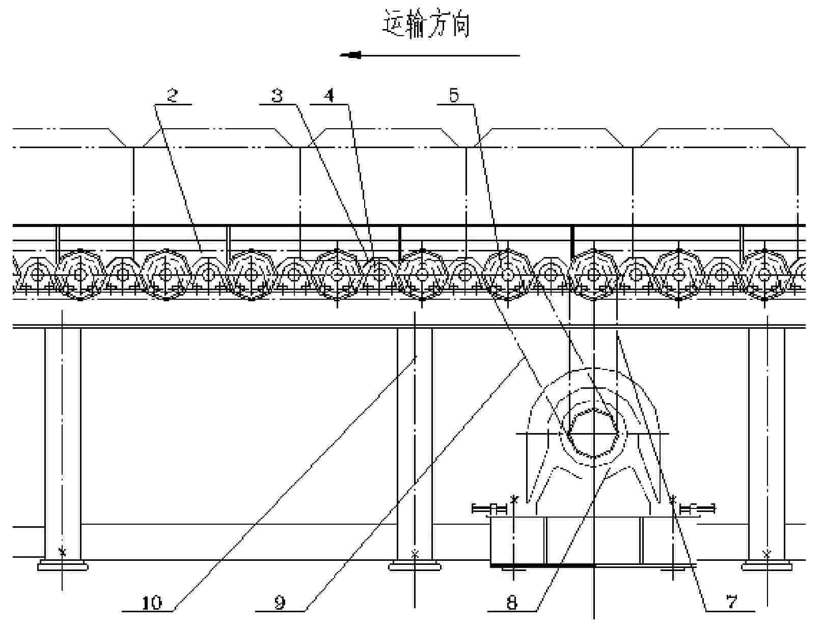 Double-roller bed conveyor device