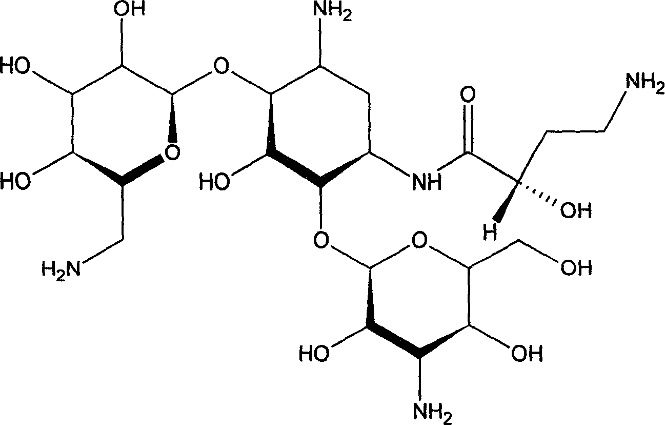 Amikacin solution containing clustered water used for animal