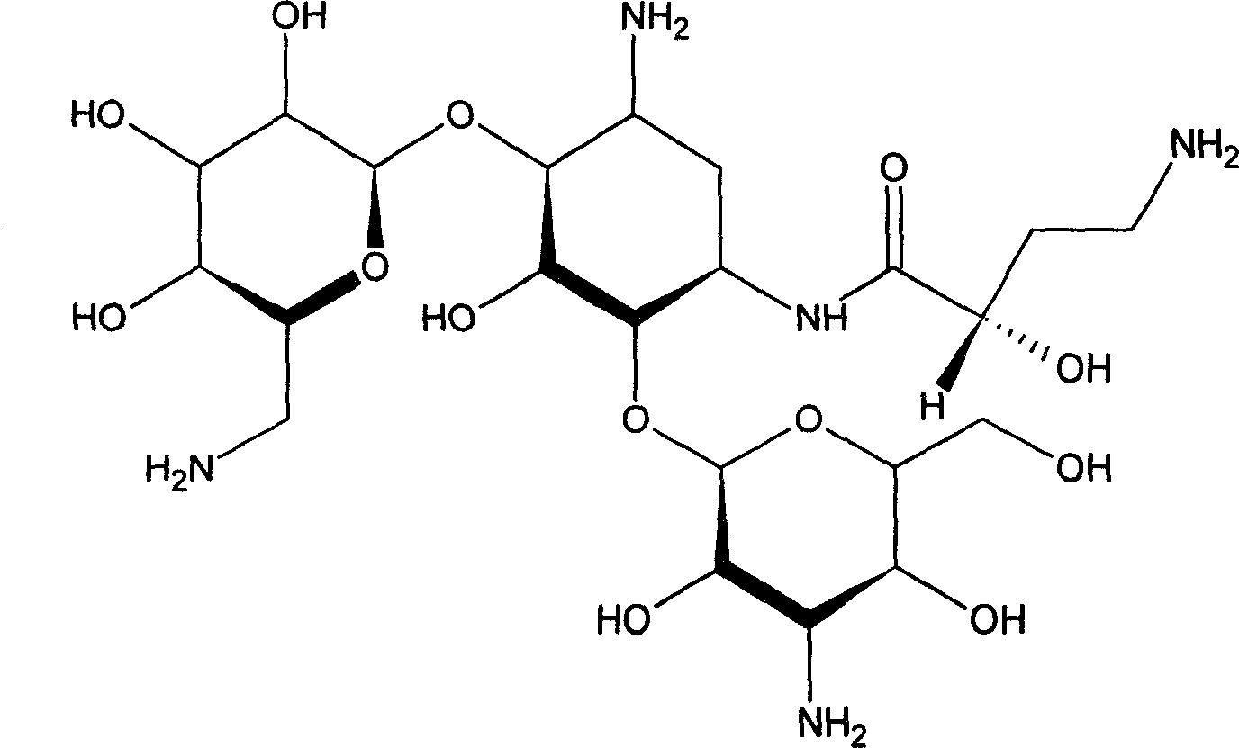 Amikacin solution containing clustered water used for animal