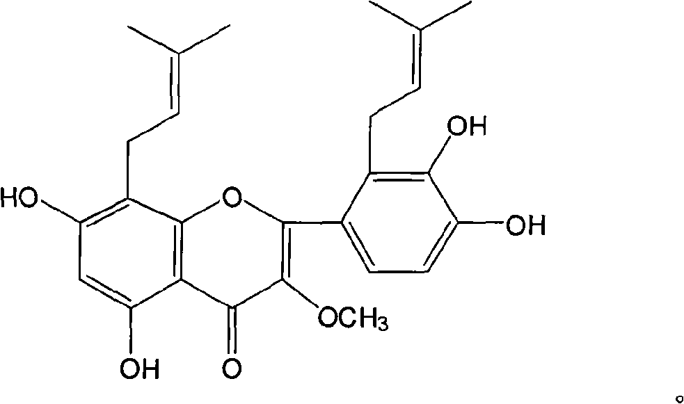 Isopentenyl flavone and application thereof