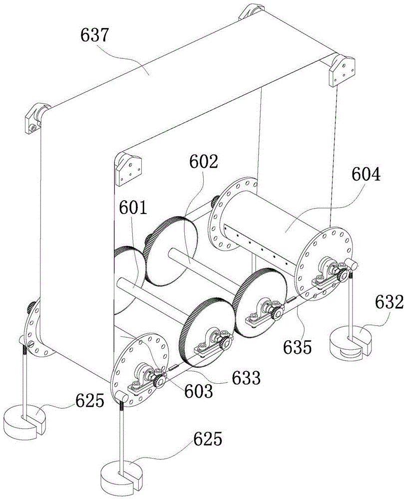 Crack-stopper layer material slice positioning press-bonding and wrapping belt take-up and pay-off device of sheathing machine