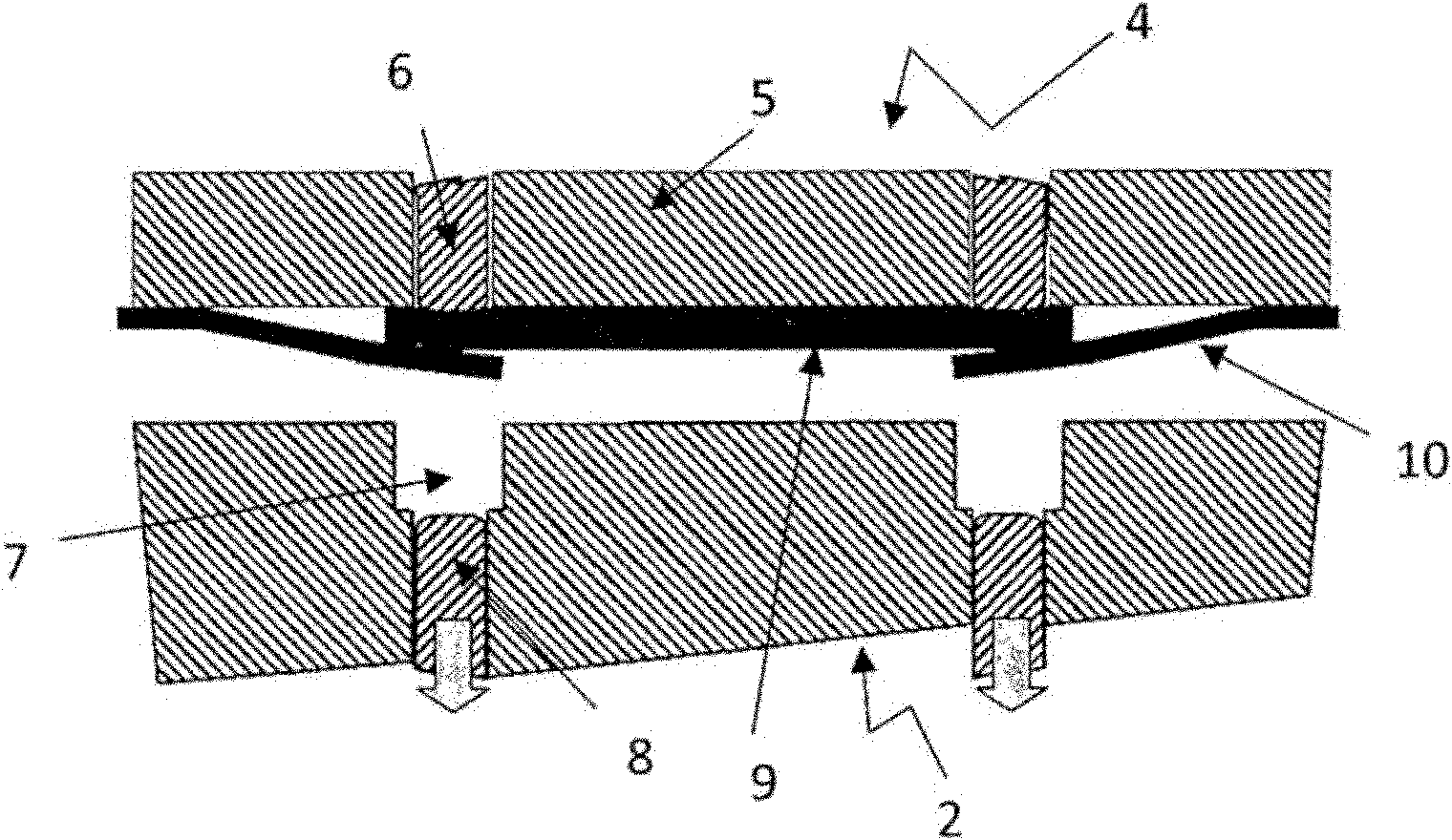 Molded part having a plurality of different decorative regions that abut on each other and a method and a device for the production thereof
