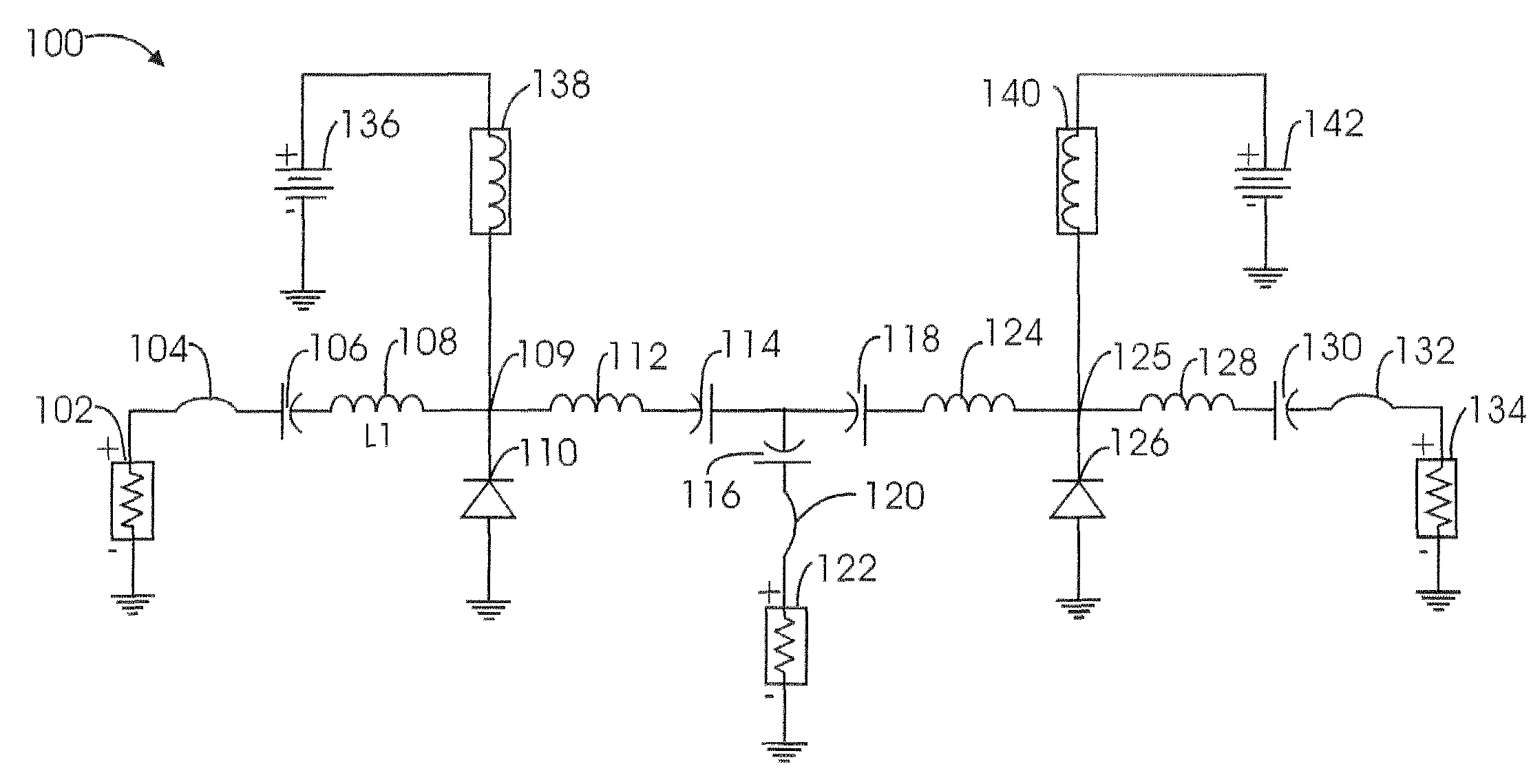 Method to improve characteristics of PIN diode switches, attenuators, and limiters by control of nodal signal voltage amplitude