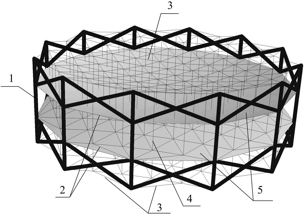 Special beam application-oriented scissors-type curved-surface reusable mesh type deployable antenna