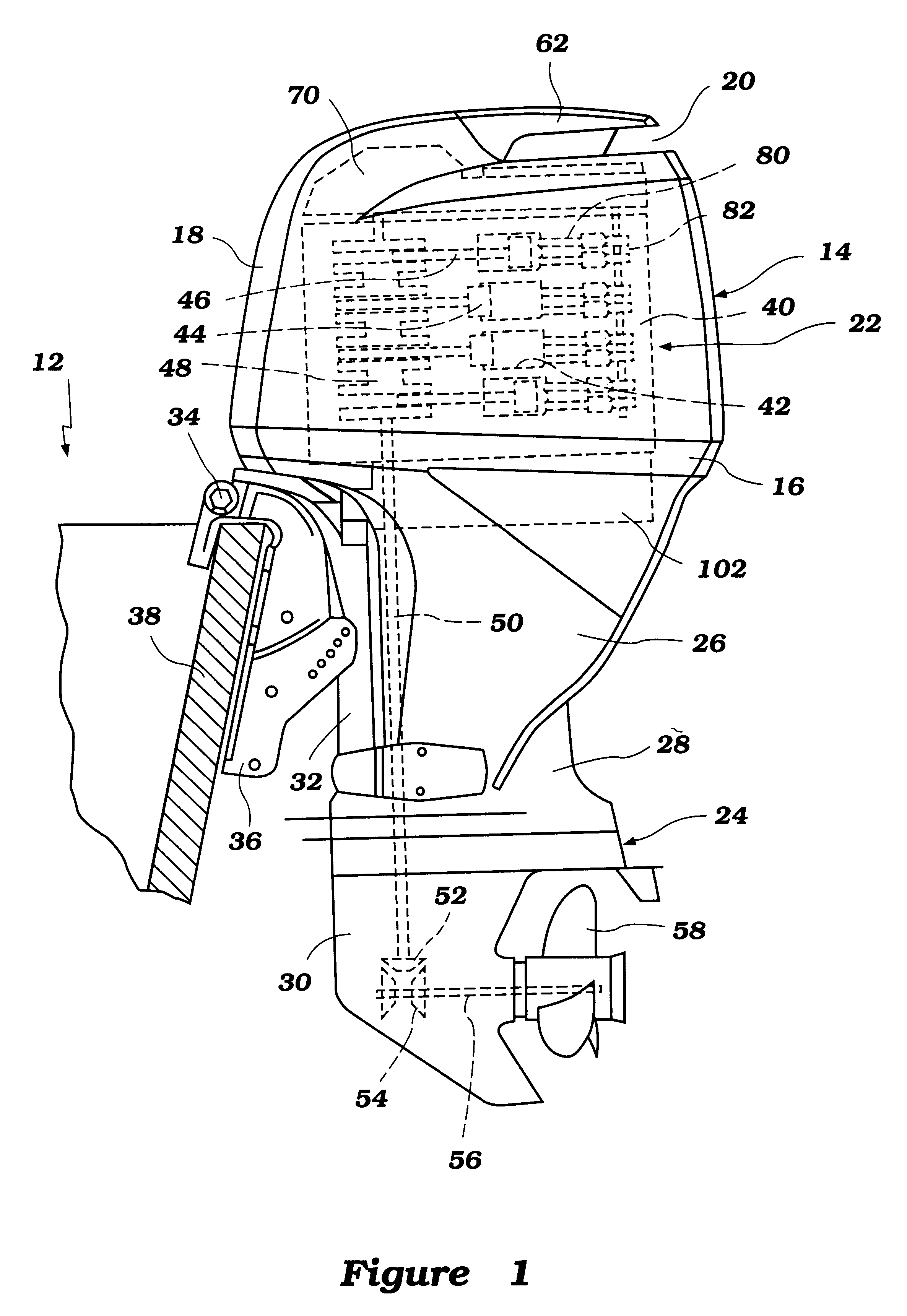 Cowling arrangement for outboard motor