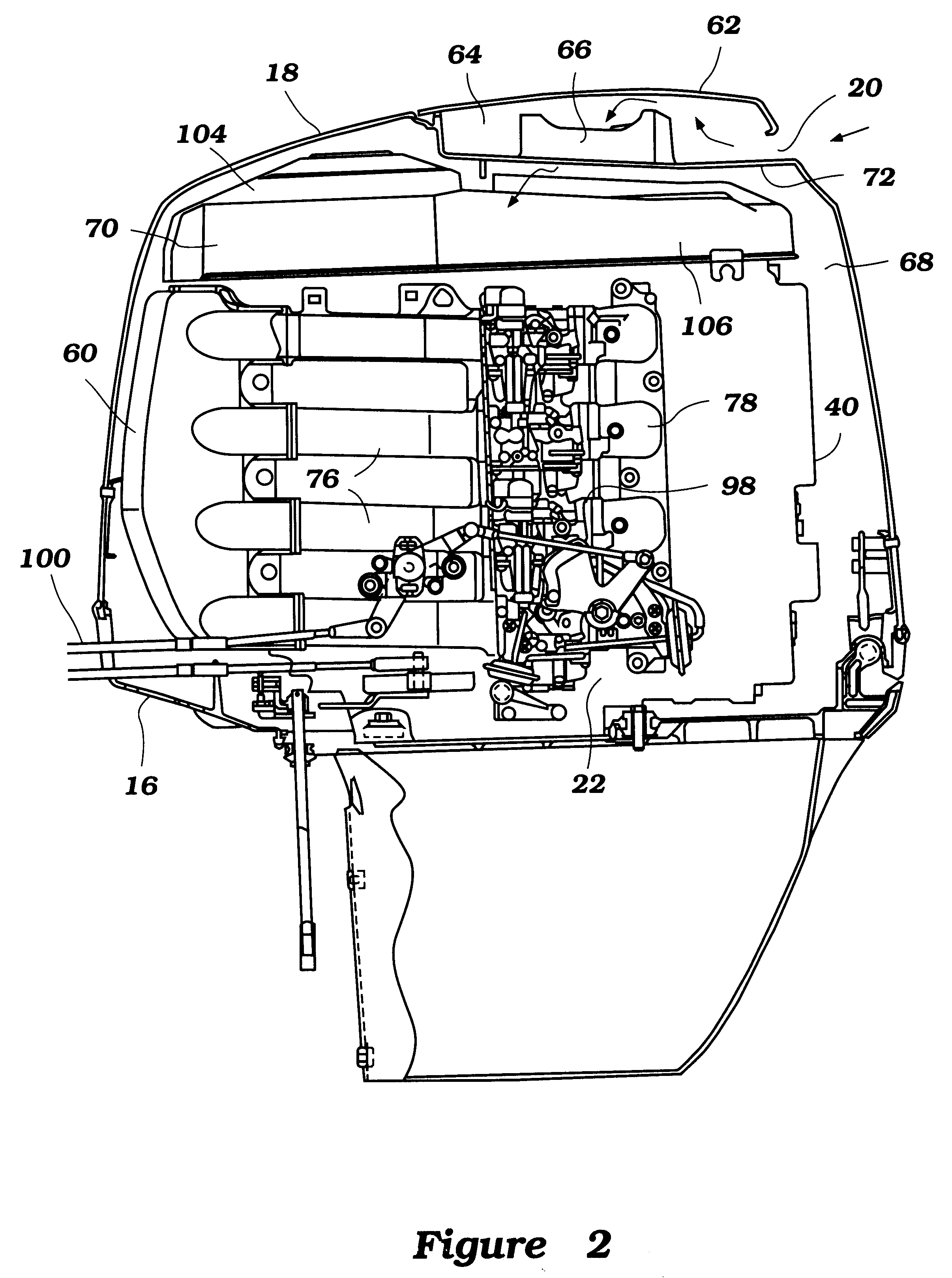 Cowling arrangement for outboard motor