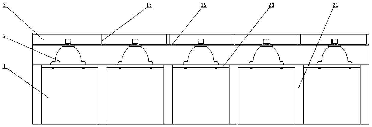 A vibration-damping base for a ship's main engine