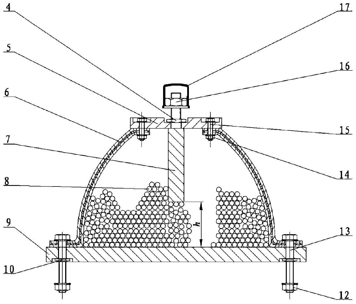 A vibration-damping base for a ship's main engine