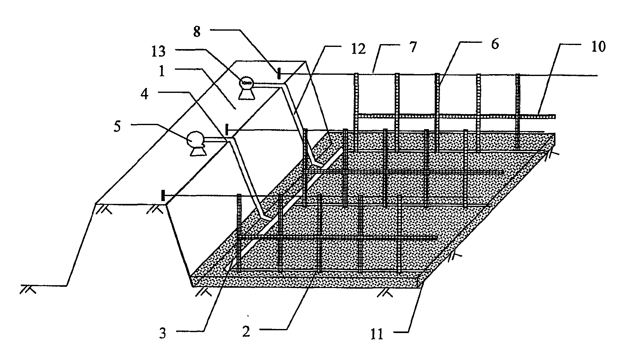 Ventilating vacuum fast mud-water separating method for dredging high-water content mud accumulation yard