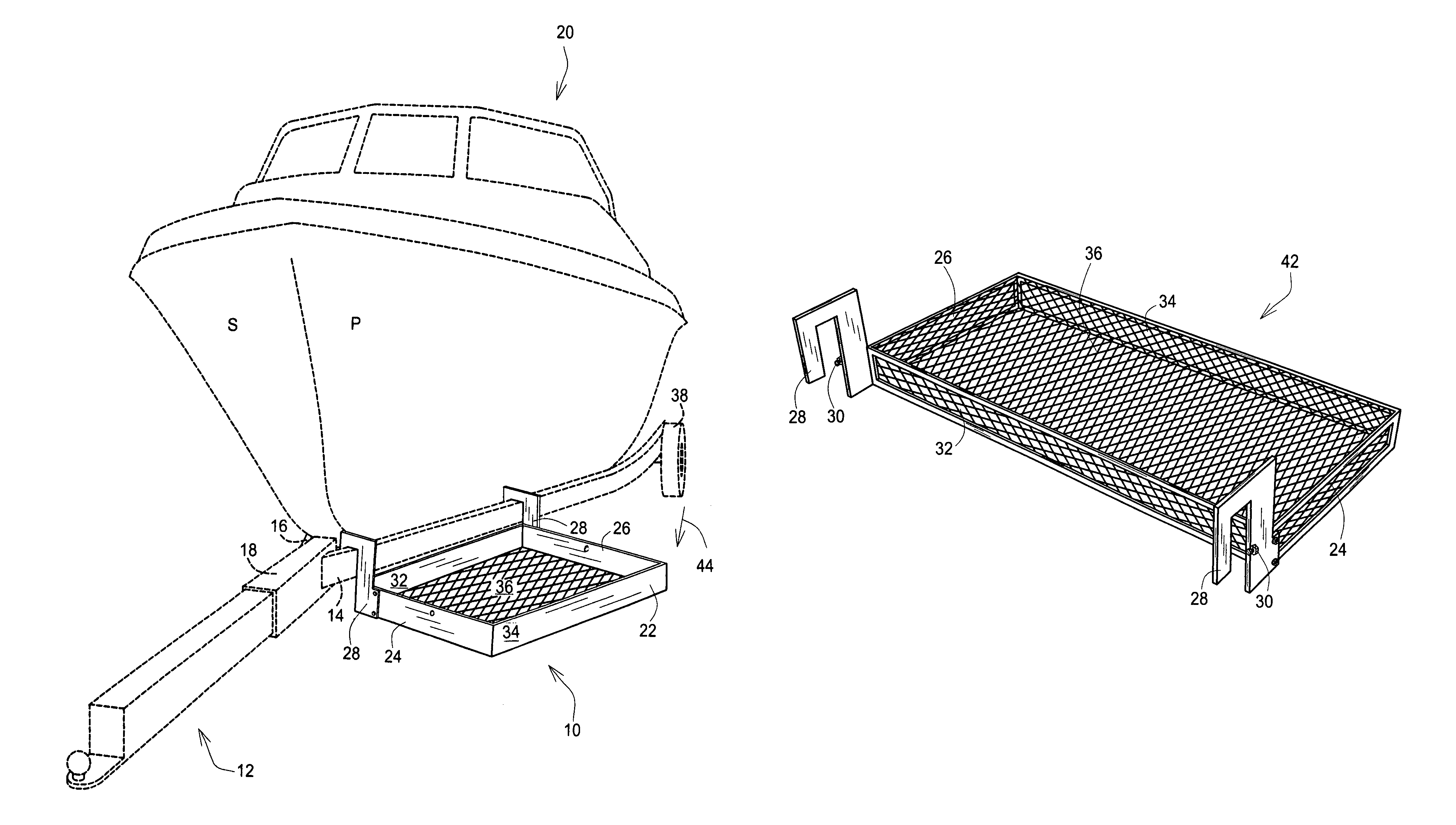 Universal hanger cargo carrier for a boat trailer