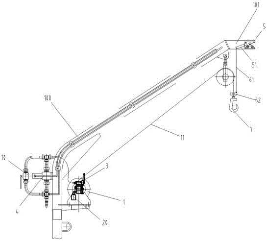 Marine pneumatic crane hook lifting limit device