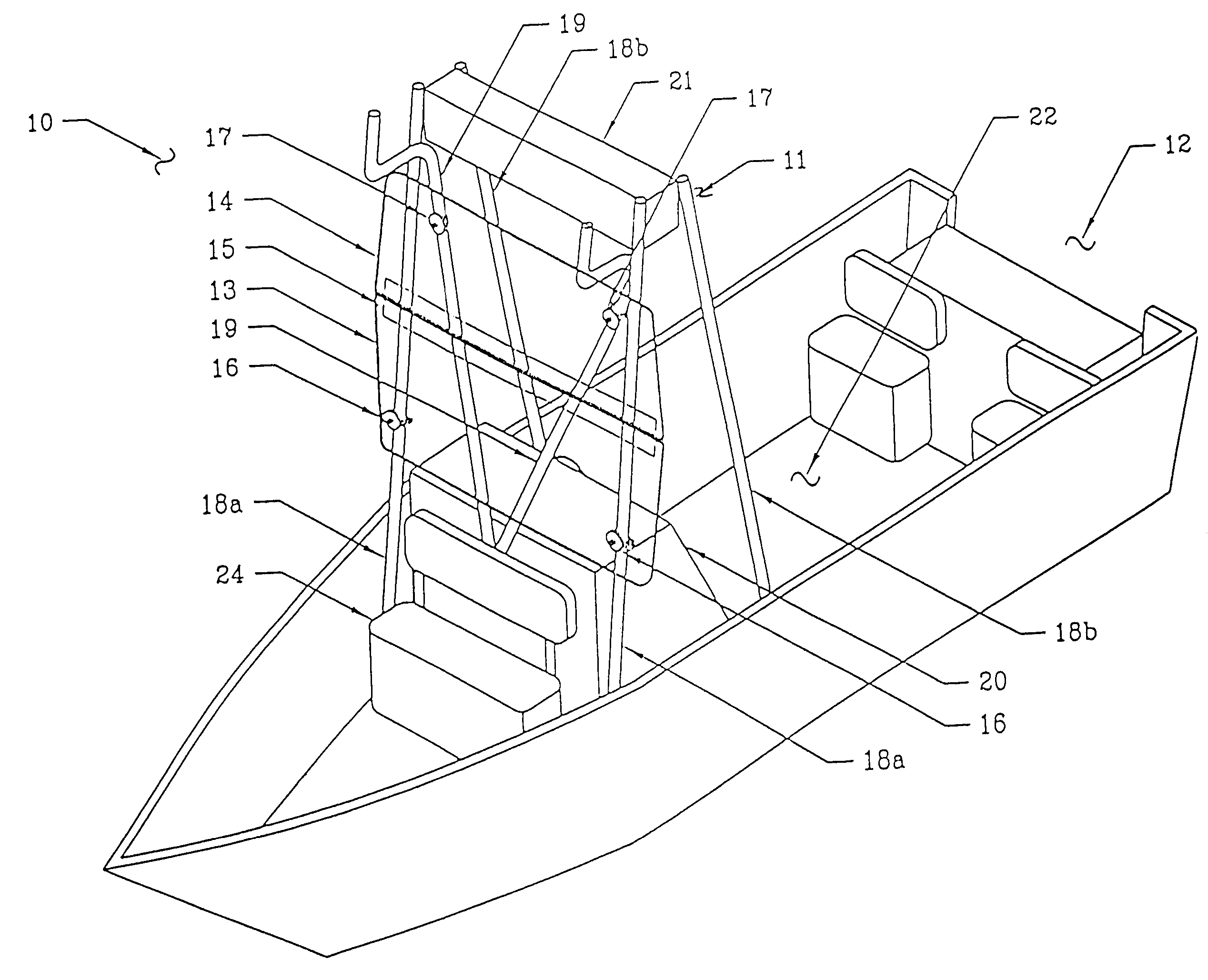 Foldable windshield for T-top watercraft