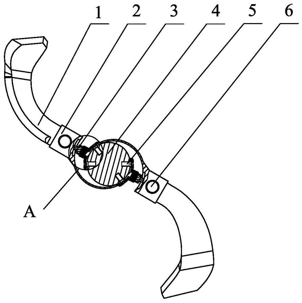 Flexible mounting structure of rotary blade and turning and pressing device