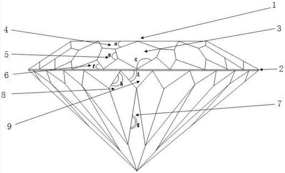 101-facet diamond structure with ten-heart ten-arrow structure inside