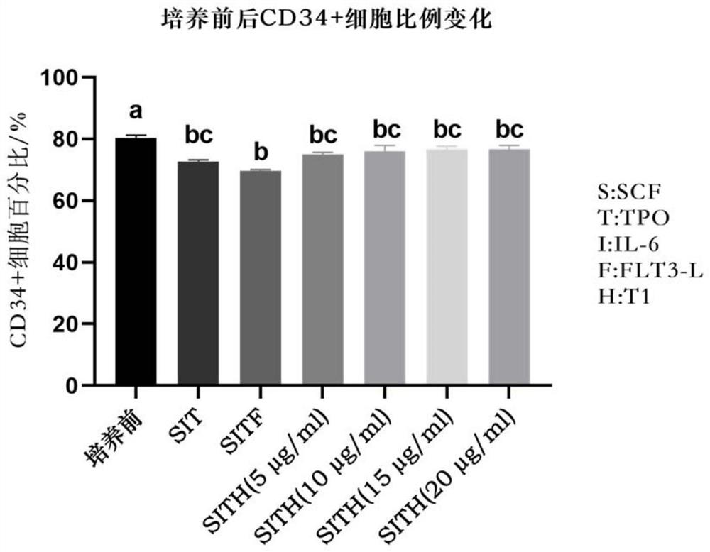 Application of t1 peptide in promoting proliferation of umbilical cord blood hematopoietic stem cells in vitro