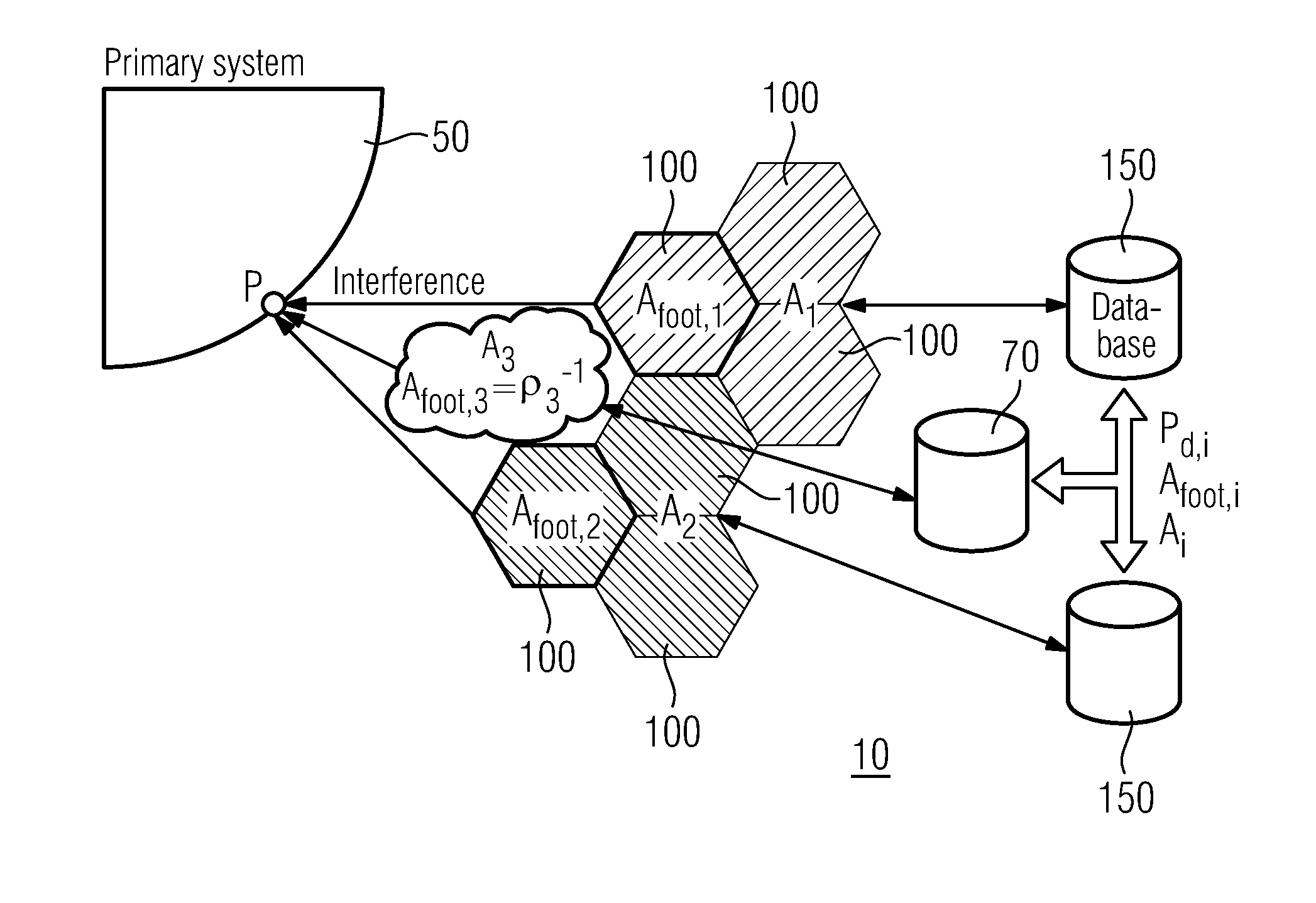 Method and a system for controlling the aggregate interference in cognitive radio networks