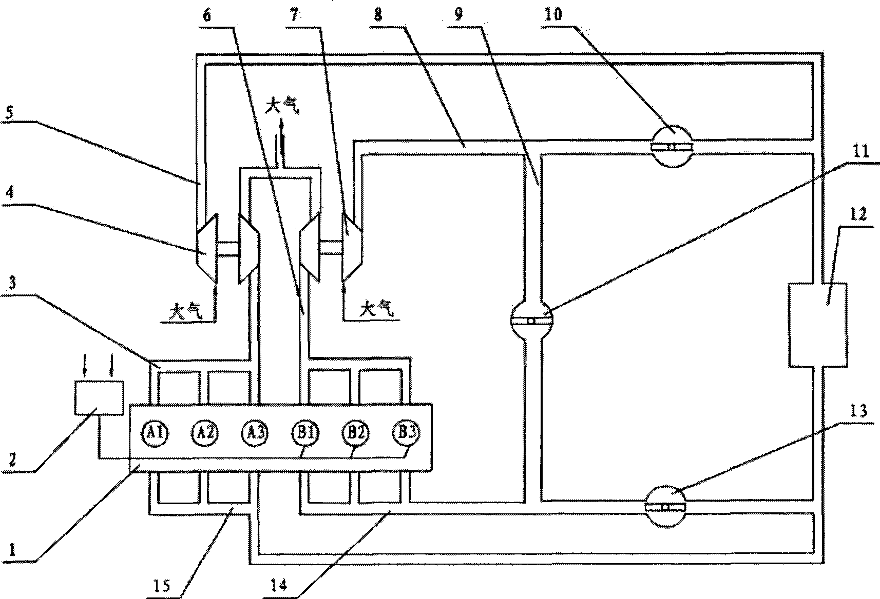 Diesel engine cylinder fuel-cut oil-saving system with twin-pressure charging system and pressure relief device