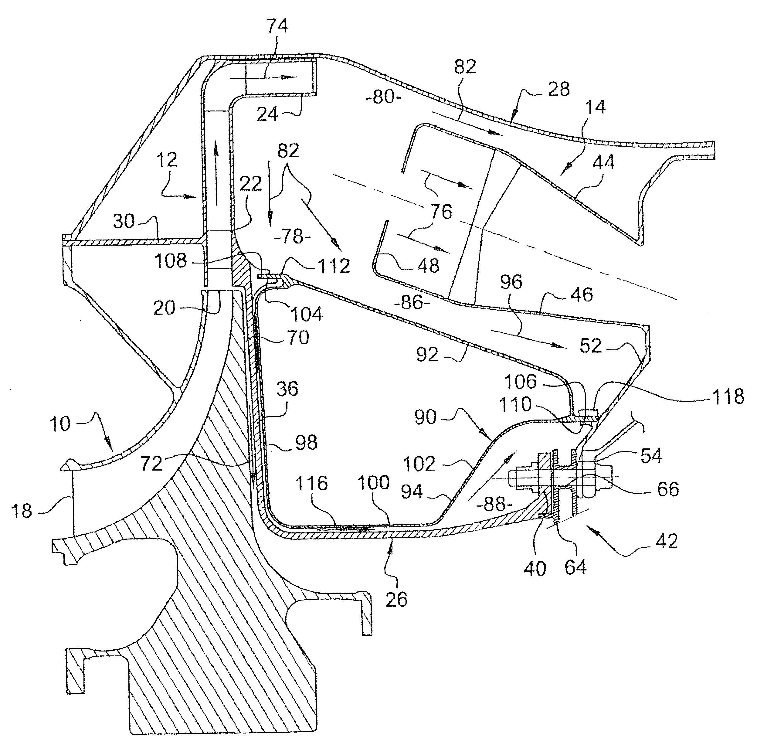 System for ventilating a combustion chamber wall
