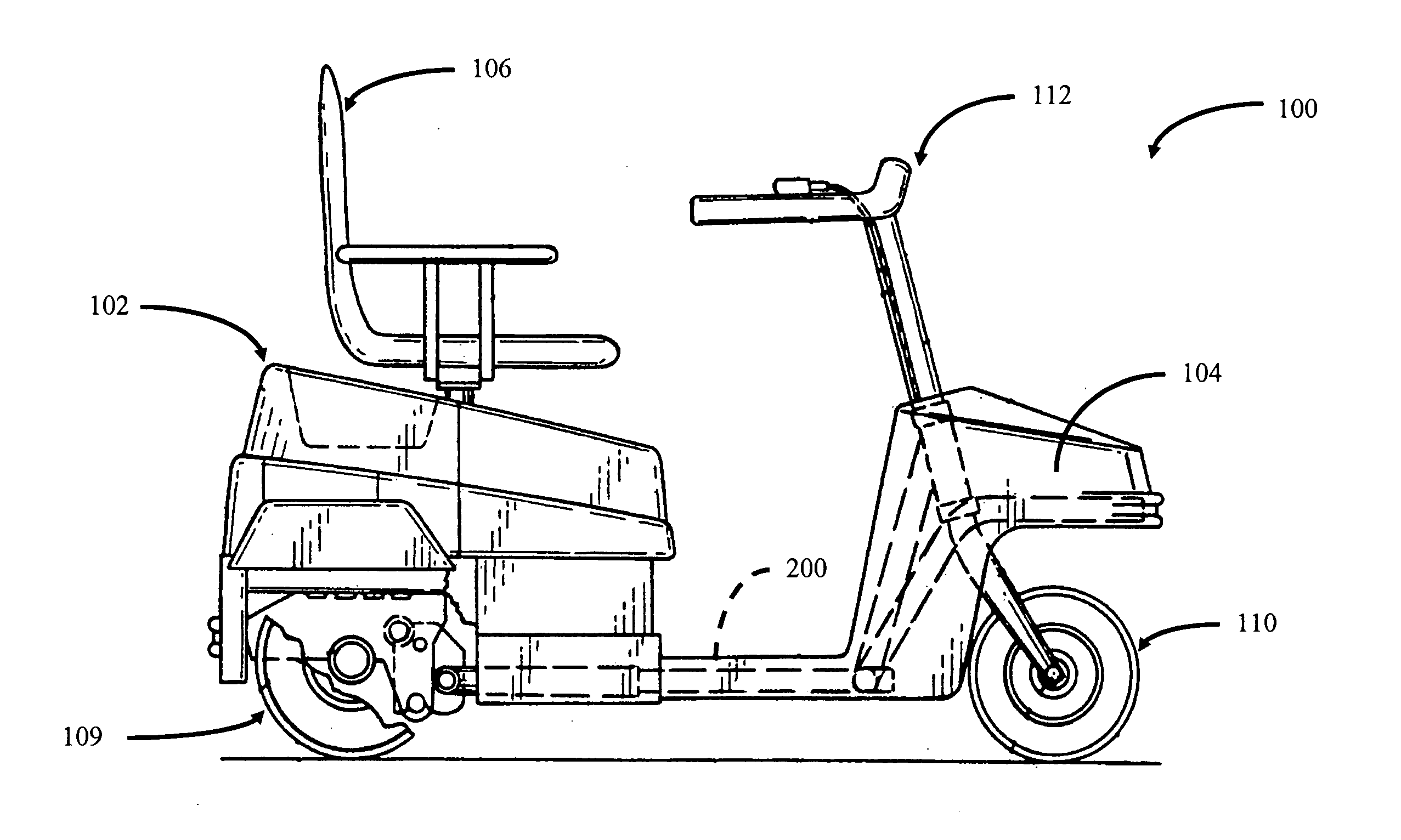 Portable mid-wheel drive scooter