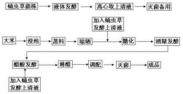 A preparation method of Cordyceps militaris secondary fermentation health-care vinegar