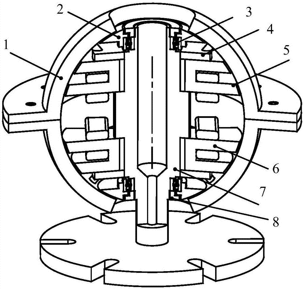 Spherical magnetic suspension bearing device