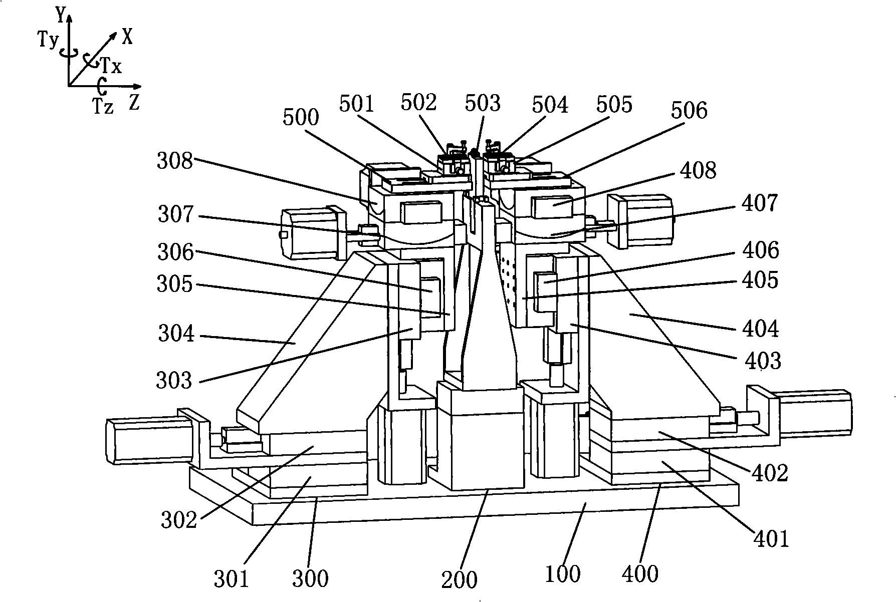 Automatic alignment apparatus of integrated photon chip and array optical fiber