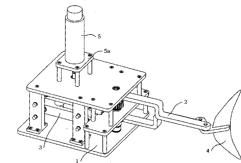 Double-cam single-degree-of-freedom machine fish flapping mechanism