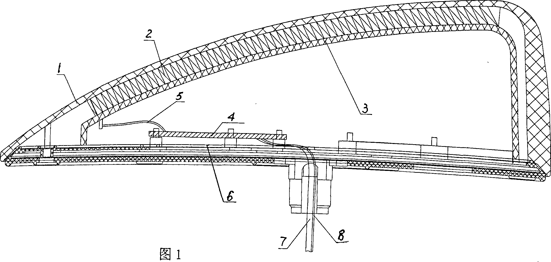 An upper laid aerial device of automobile