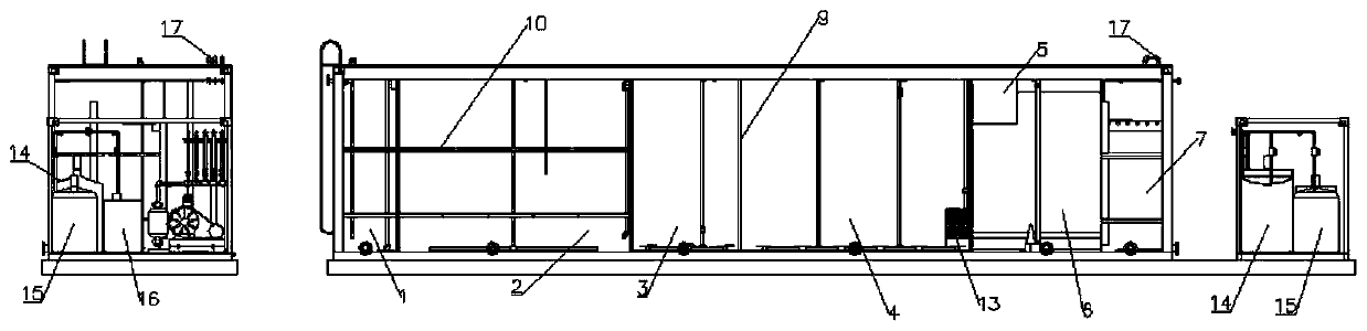 Novel suspended moving bed sewage treatment integrated equipment and method