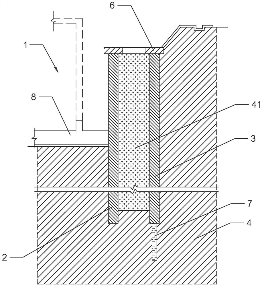 Portal type double-row pile system of rear row pile anchor and construction method of portal type double-row pile system