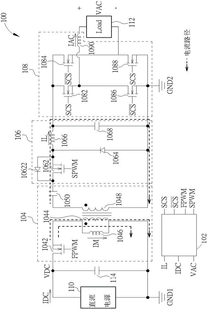 Inverter capable of distributing input power and method of operation thereof