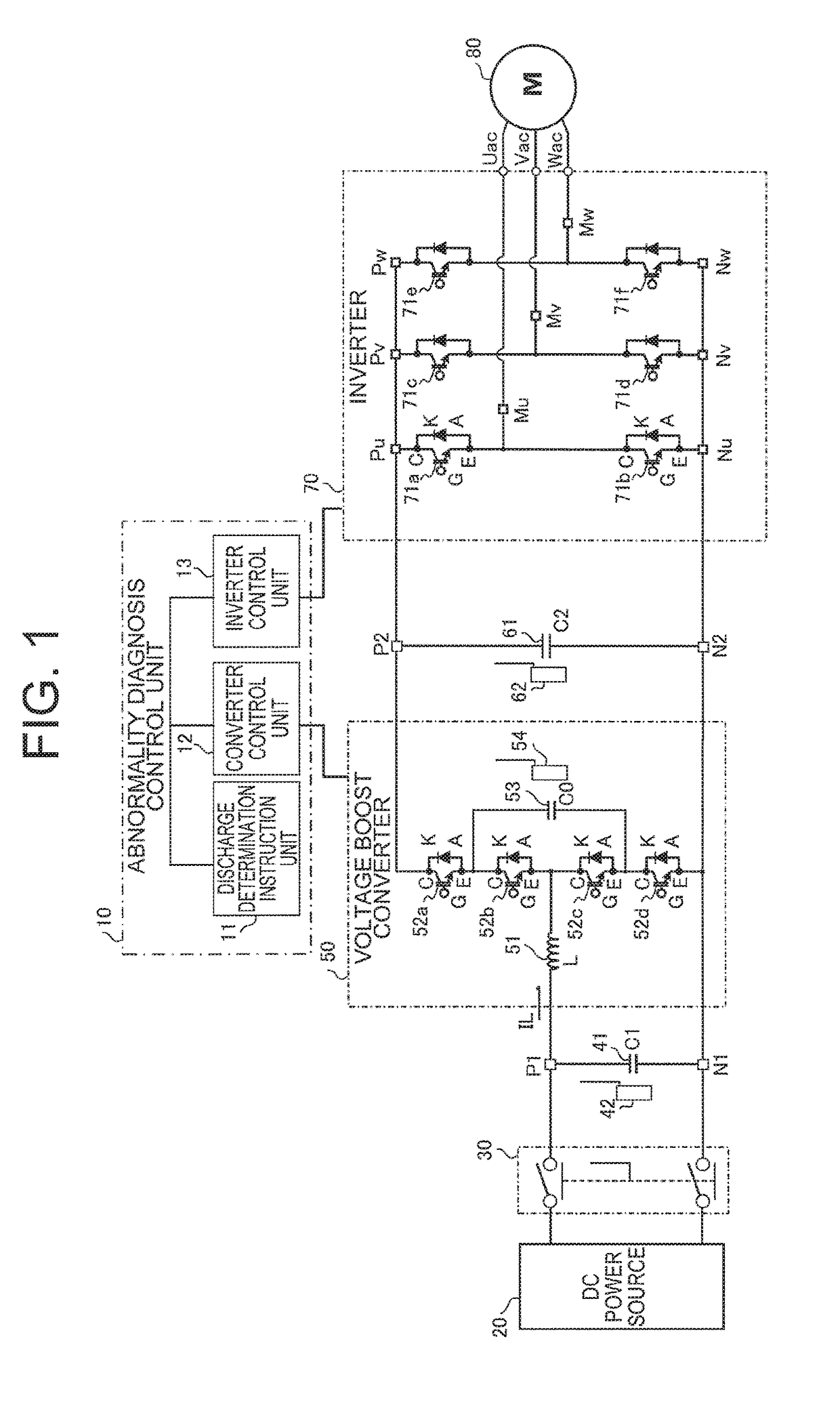 Power conversion device and method for diagnosing abnormality in voltage sensor characteristics